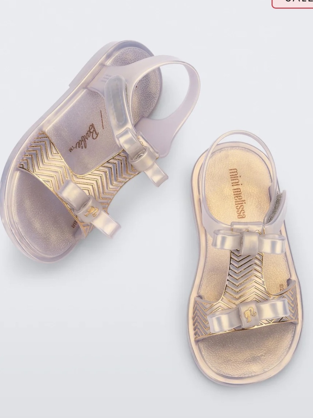Mini Melissa X Barbie Pearly Gold Dream Sandal